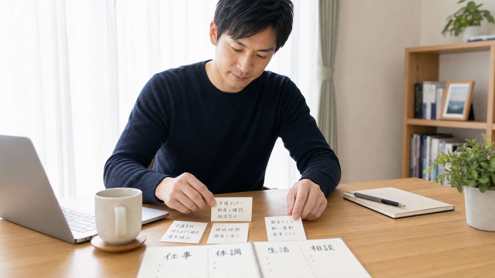 仕事・体調・生活・相談の4つに困りごとを整理する日本人の大人