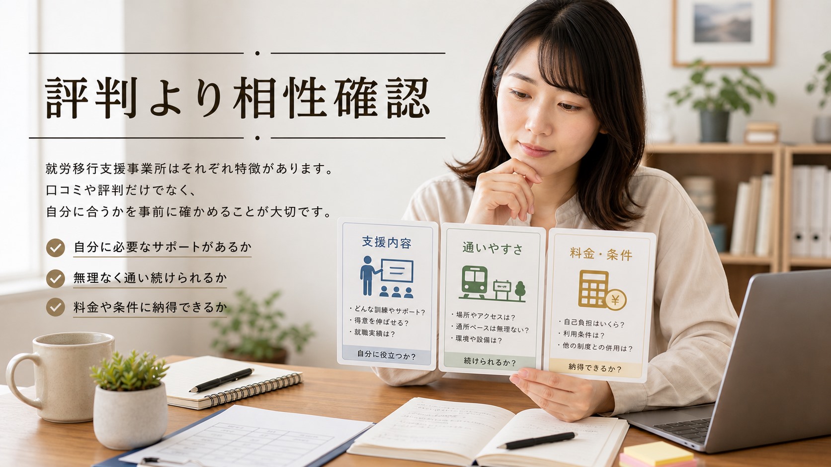 ココルポートの評判を支援内容や通いやすさで確認するイメージ