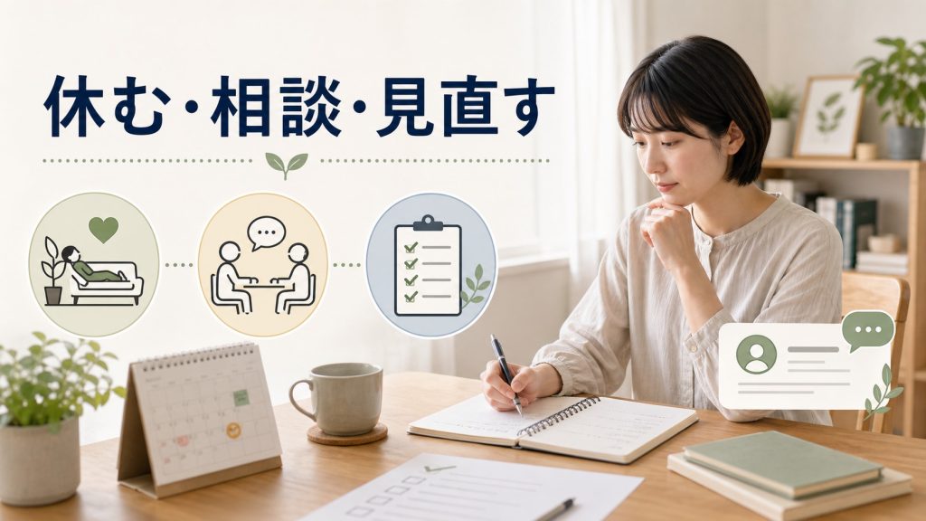 就労移行支援に行きたくない時に休むか相談するかをノートで整理するイメージ
