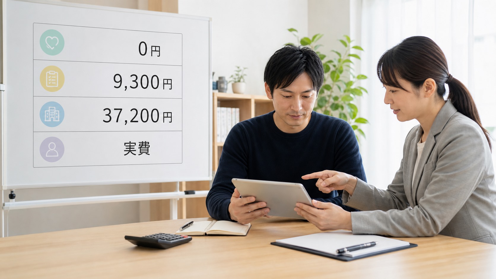就労移行支援の料金と自己負担上限を相談室で確認する日本人の大人