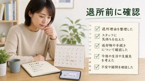 就労移行支援を辞めたい時に退所前の確認項目を整理するイメージ