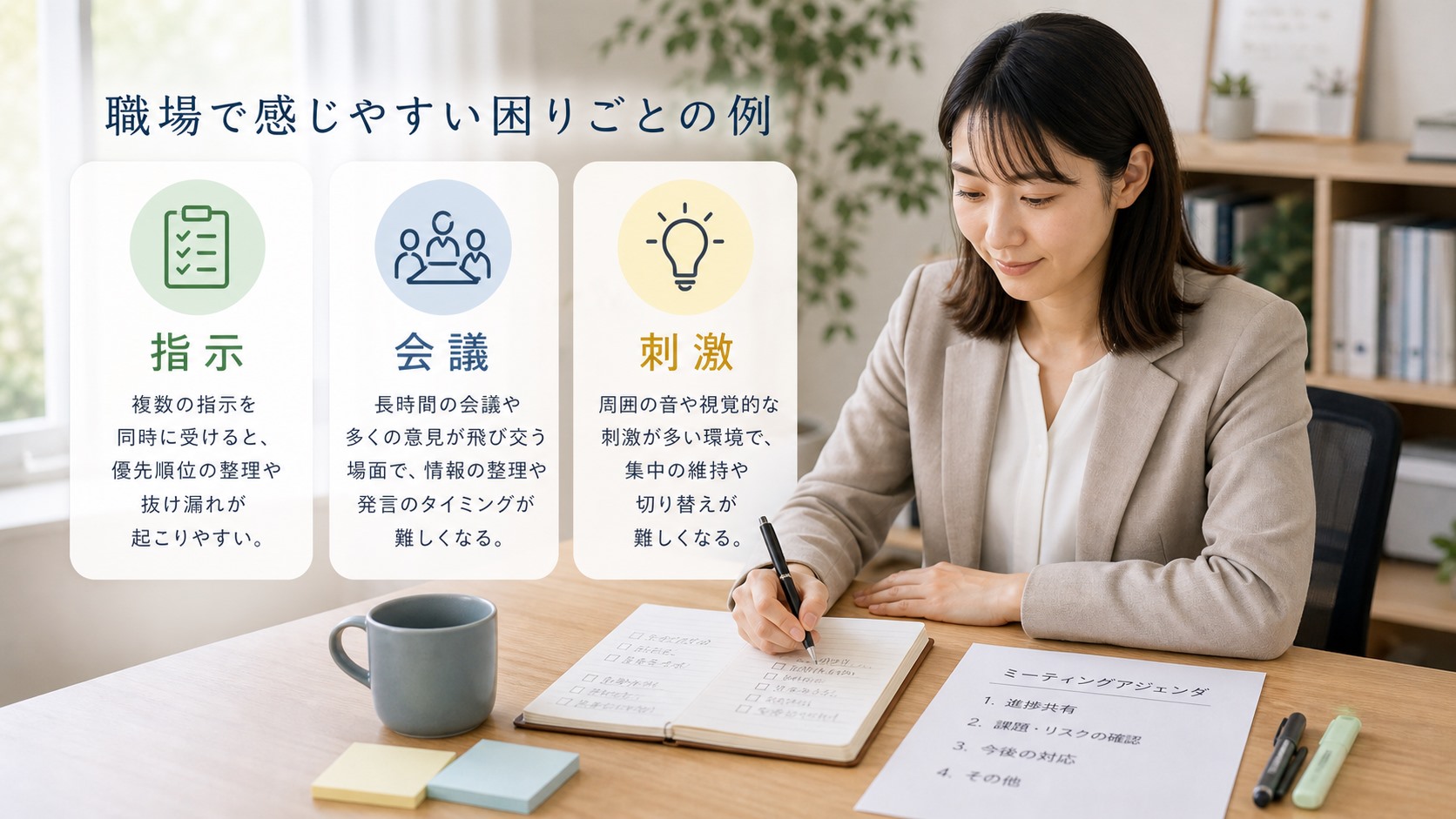 ASD傾向のある大人が仕事で困りやすい指示・会議・感覚刺激の場面