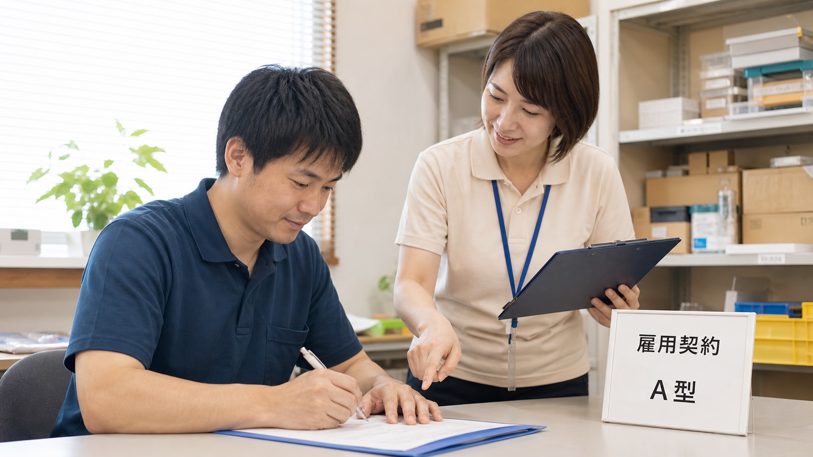 雇用契約を結んで働きながら支援を受けるA型事業所のイメージ