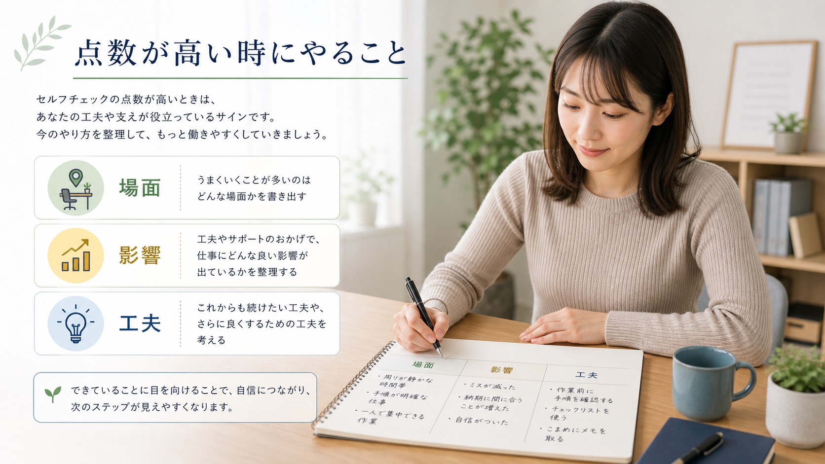 AQテストの点数が高い時に困っている場面・影響・工夫を整理するメモ