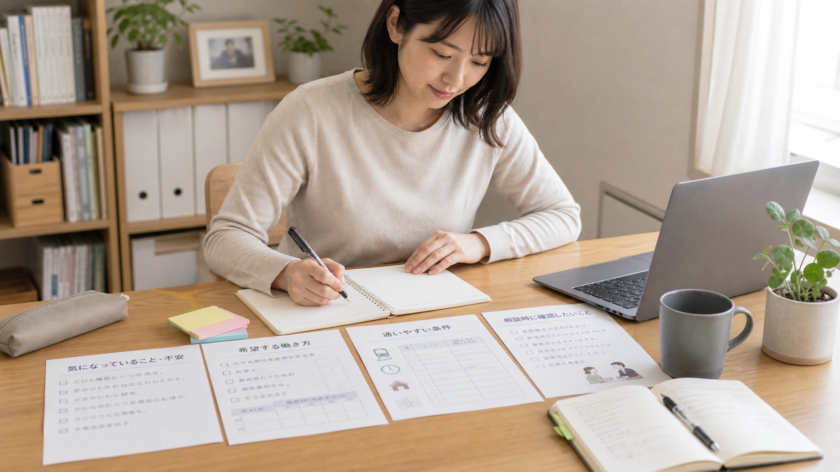 ココルポート見学前に困りごと、希望職種、通所条件を整理する日本人の大人