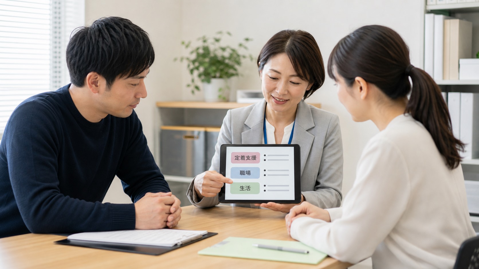 就職後に職場と生活の課題を相談する就労定着支援のイメージ