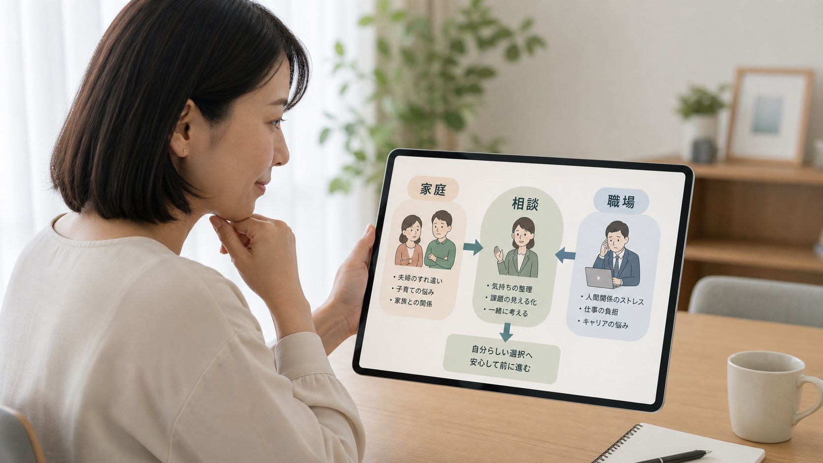 家庭と職場の怒りや人間関係の困りごとをつなげて整理する図