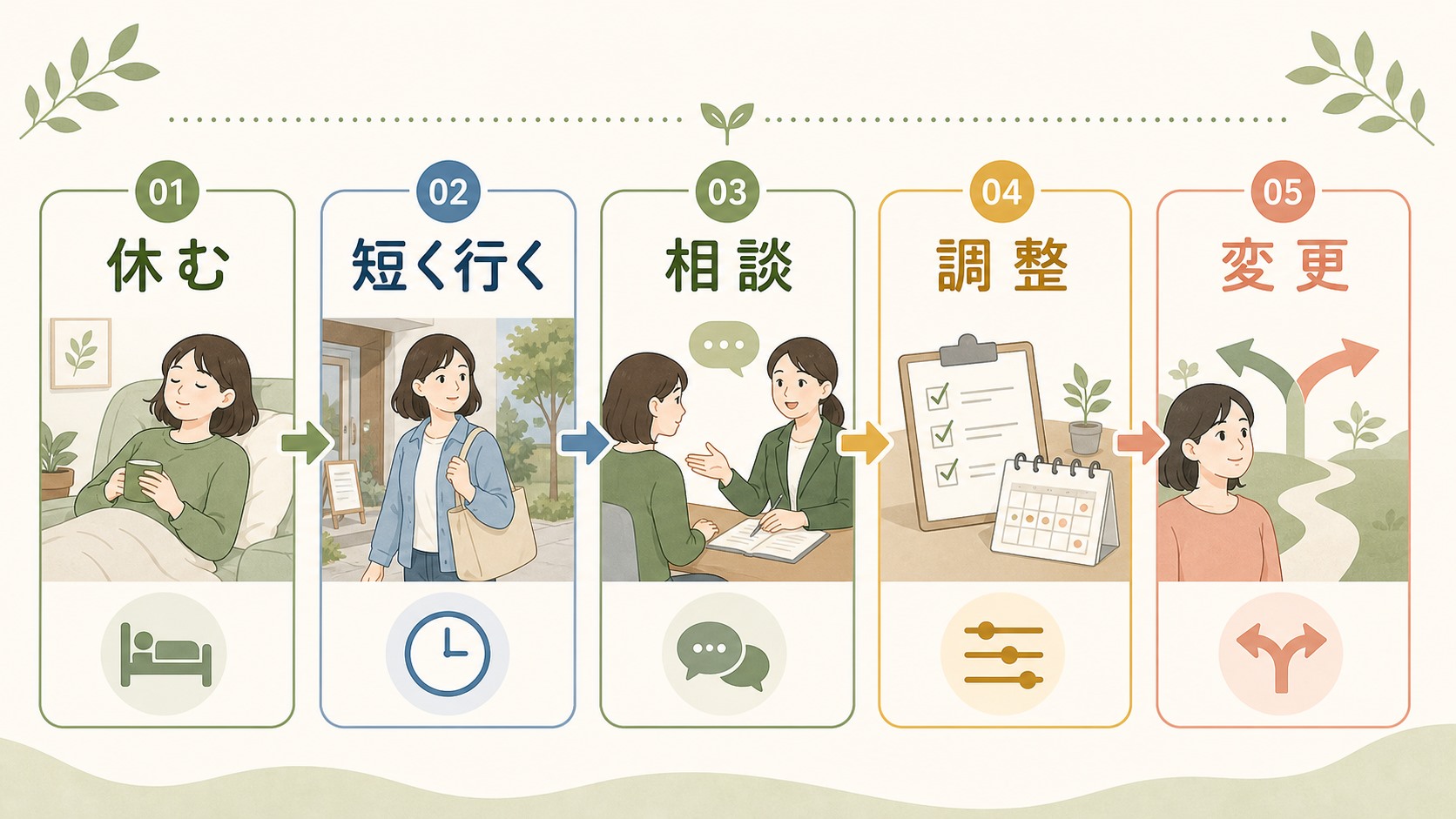 就労移行支援に行きたくない時の休む、短く行く、相談、調整、変更の判断表