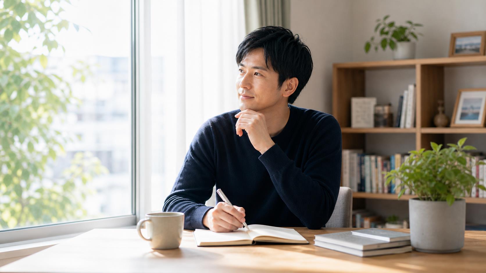 ADHD診断を受けるか整理した大人が明るい窓辺で次の相談を考える写真