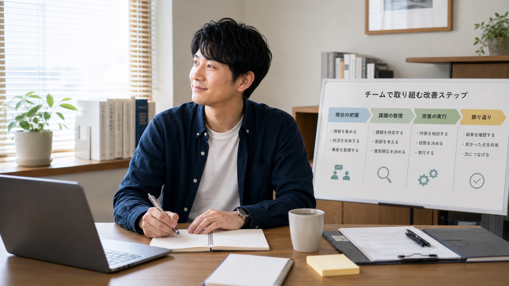同僚を一人で支えるのではなく職場の仕組みで調整する前向きなイメージ